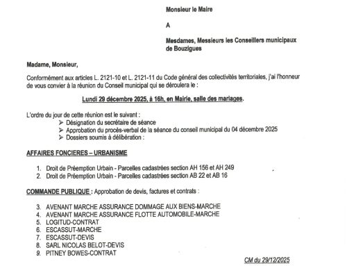 CONSEIL MUNICIPAL LE 29 DÉCEMBRE 2025